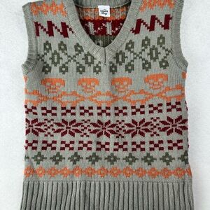 Adams Boy Fair Isle Sweater Vest 5 Years 110cm Grey Nordic Knit Winter Vest